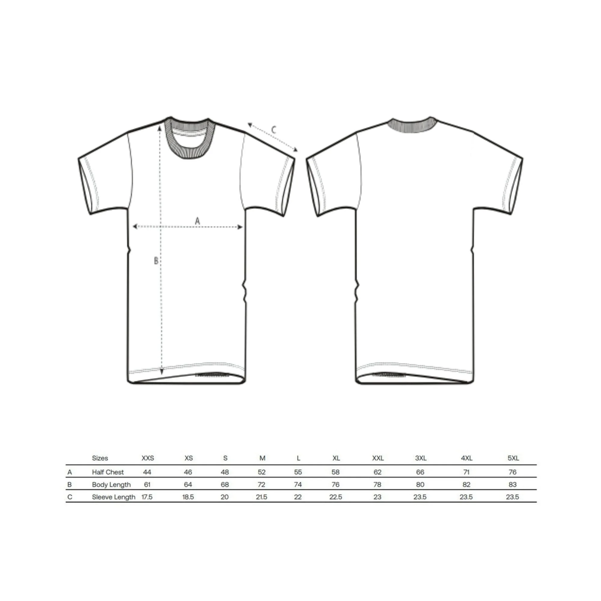 Mopo Label - T-Shirt STTU170 Crafter - Size-Chart-demo